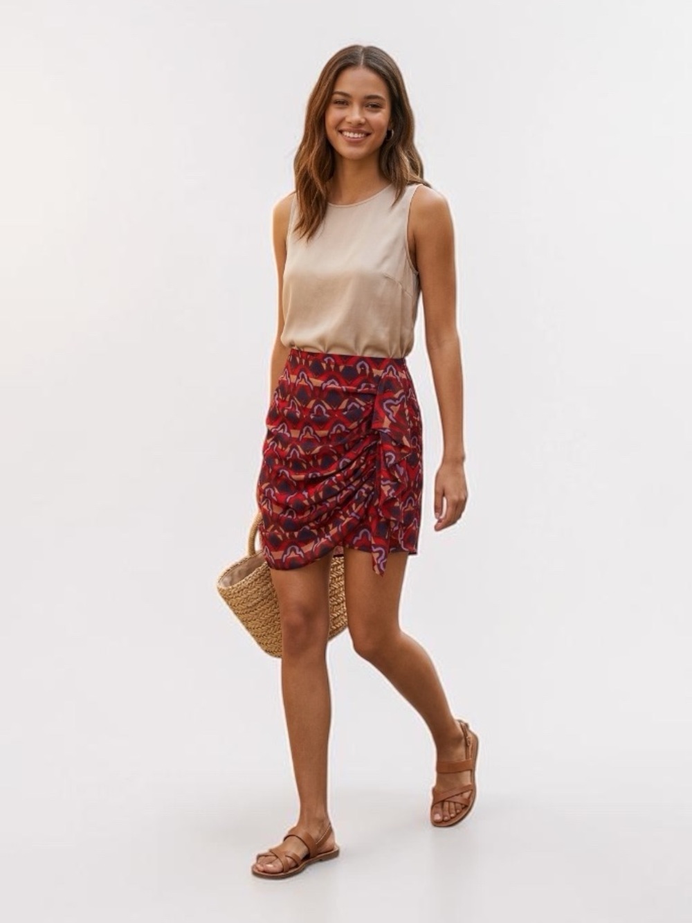 Dolan Anthropologie Left Coast Collection Ruched Ruffle Mini Skirt XS Purple Red - Picture 7 of 7
